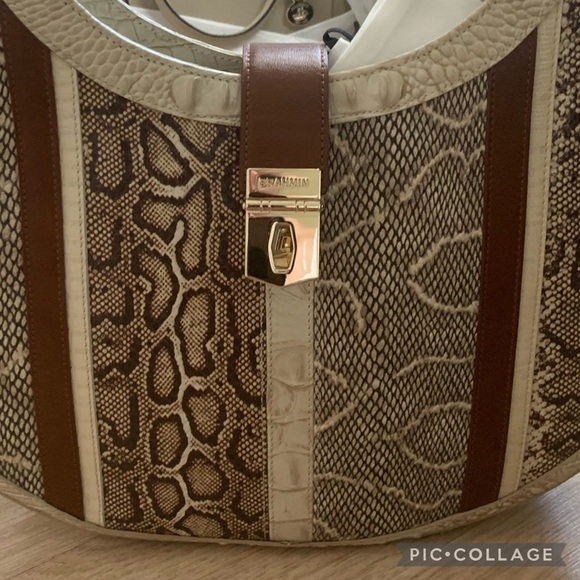 SALE💥💥NEW BRAHMIN BETHANY LIMESTONE OLETA SHOULDER‎ BAG CROC-EMBOSSED SATCHEL - Picture 8 of 9